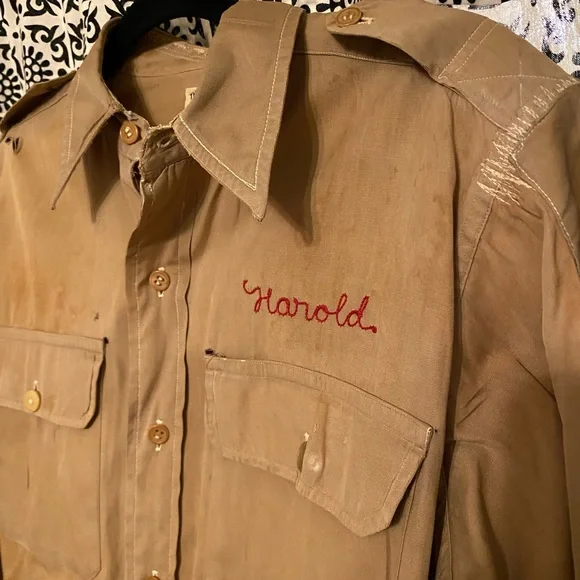 Vintage 1940s era ASHCRAFT BROS. FLYING SERVICE technician work shirt. - Picture 4 of 9